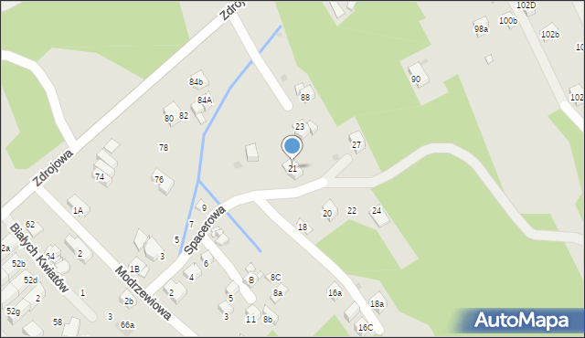 Myślenice, Spacerowa, 21, mapa Myślenice