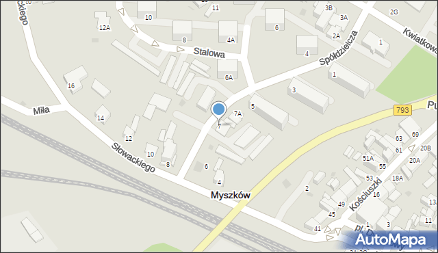 Myszków, Spółdzielcza, 7, mapa Myszków