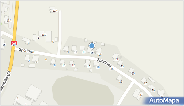 Myszyniec, Sportowa, 15, mapa Myszyniec