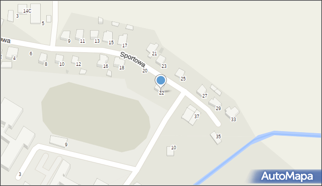 Myszyniec, Sportowa, 22, mapa Myszyniec