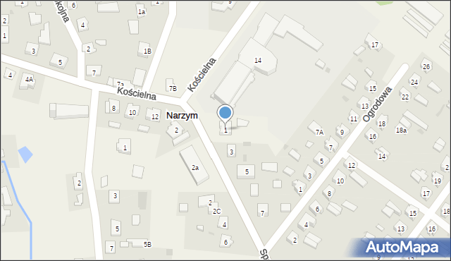 Narzym, Sportowa, 1, mapa Narzym