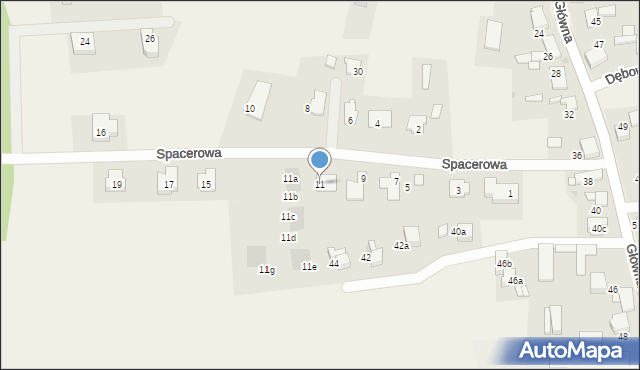 Nieborowice, Spacerowa, 11, mapa Nieborowice