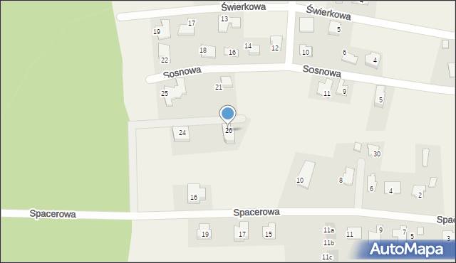 Nieborowice, Spacerowa, 26, mapa Nieborowice
