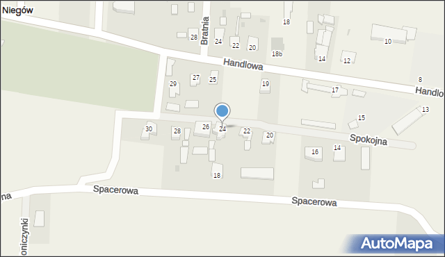 Niegów, Spokojna, 24, mapa Niegów