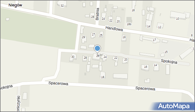 Niegów, Spokojna, 26, mapa Niegów