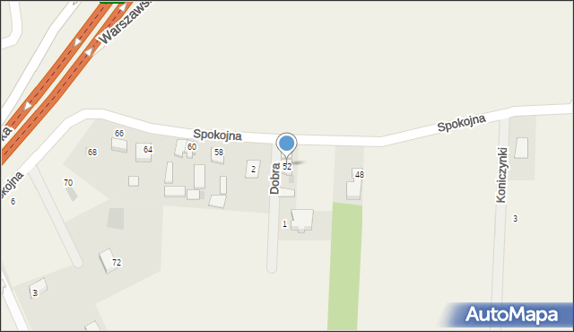 Niegów, Spokojna, 52, mapa Niegów