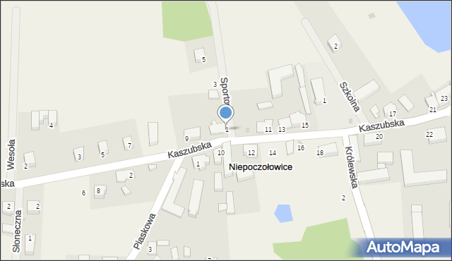 Niepoczołowice, Sportowa, 1, mapa Niepoczołowice