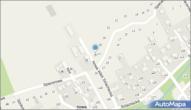 Nowa Wieś Szlachecka, Spacerowa, 30, mapa Nowa Wieś Szlachecka