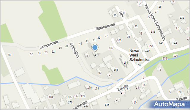 Nowa Wieś Szlachecka, Spokojna, 4, mapa Nowa Wieś Szlachecka