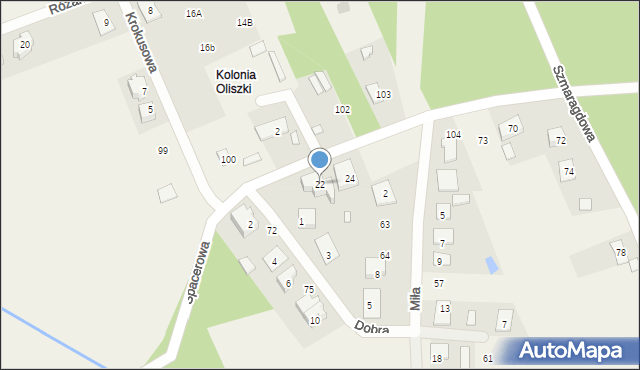 Oliszki, Spacerowa, 22, mapa Oliszki