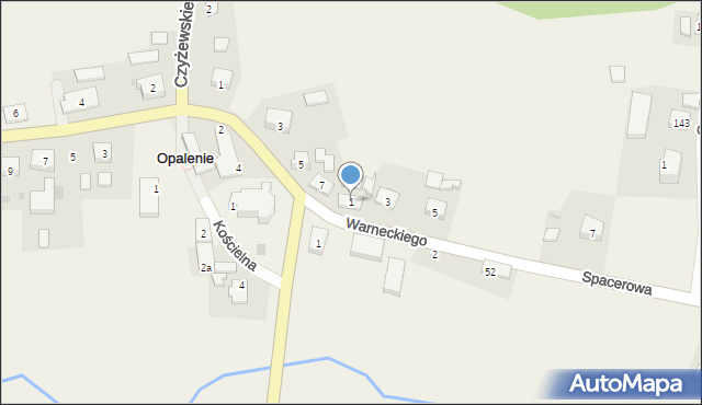 Opalenie, Spacerowa, 1, mapa Opalenie