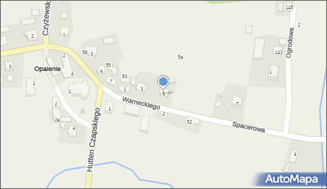Opalenie, Spacerowa, 5, mapa Opalenie