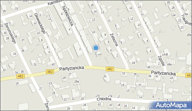 Pabianice, Spółdzielcza, 1, mapa Pabianic