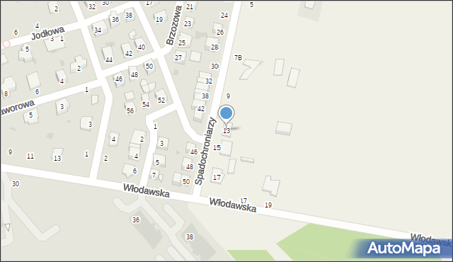 Parczew, Spadochroniarzy, 13, mapa Parczew