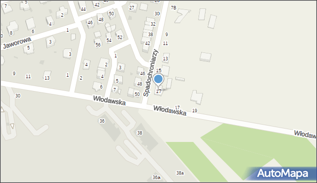 Parczew, Spadochroniarzy, 17, mapa Parczew