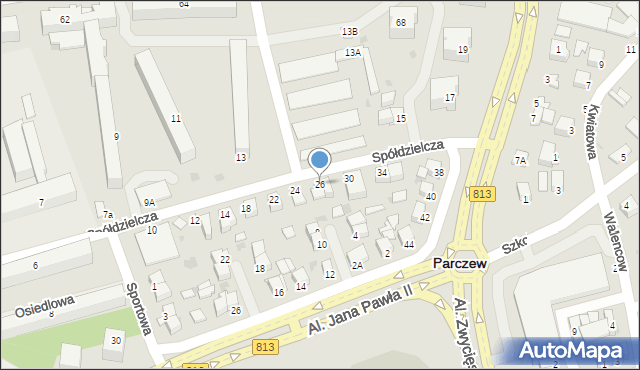 Parczew, Spółdzielcza, 26, mapa Parczew