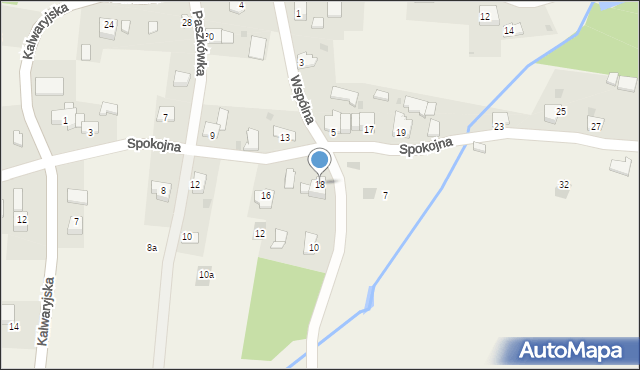 Paszkówka, Spokojna, 18, mapa Paszkówka