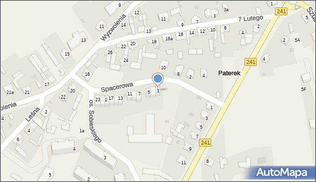 Paterek, Spacerowa, 1, mapa Paterek