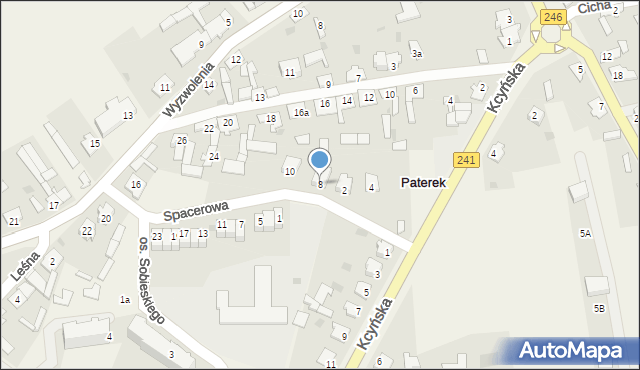 Paterek, Spacerowa, 8, mapa Paterek