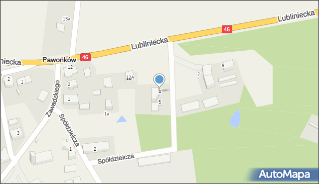 Pawonków, Spółdzielcza, 4, mapa Pawonków