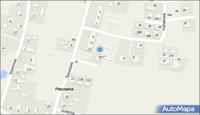 Piecowice, Sportowa, 15, mapa Piecowice