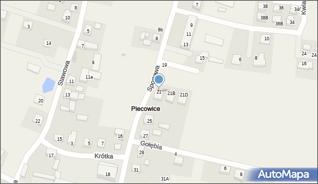 Piecowice, Sportowa, 21, mapa Piecowice