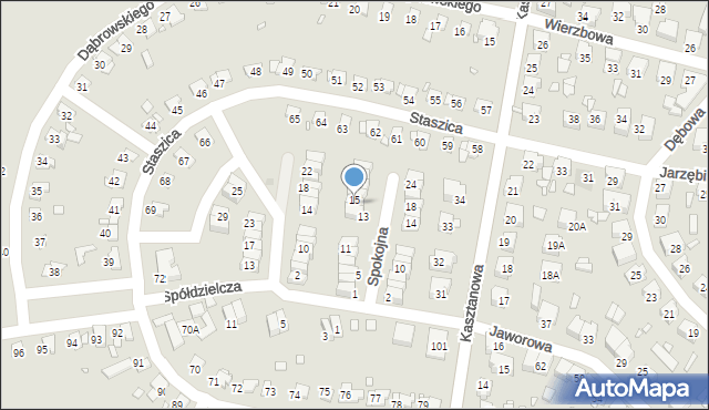 Piekary Śląskie, Spokojna, 15, mapa Piekary Śląskie