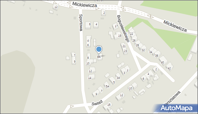 Piła, Sportowa, 8A, mapa Piły