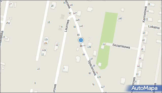 Piotrków Trybunalski, Spacerowa, 86, mapa Piotrków Trybunalski
