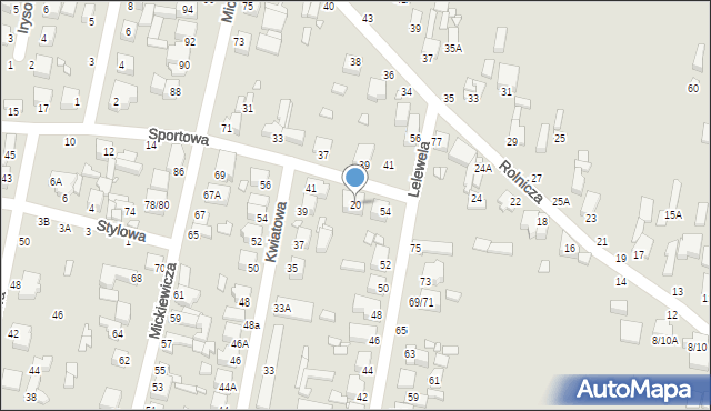 Piotrków Trybunalski, Sportowa, 20, mapa Piotrków Trybunalski