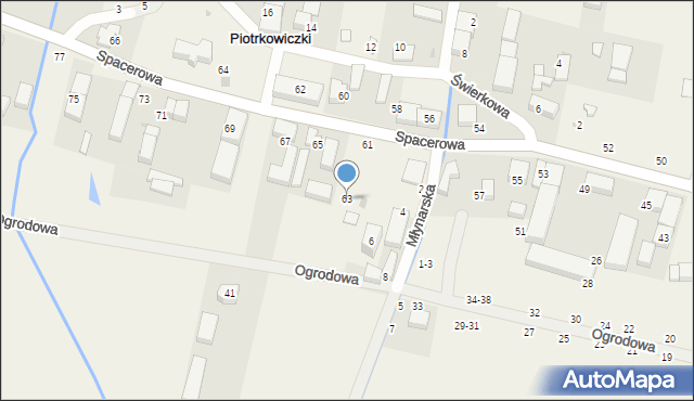 Piotrkowiczki, Spacerowa, 63, mapa Piotrkowiczki