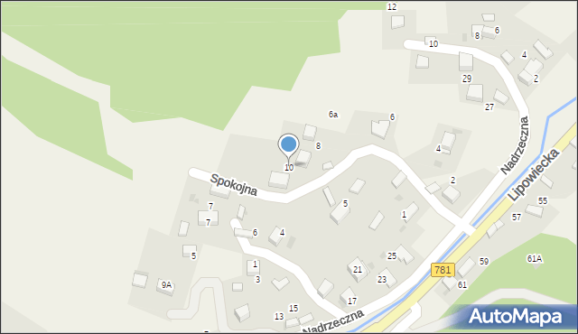 Płaza, Spokojna, 10, mapa Płaza