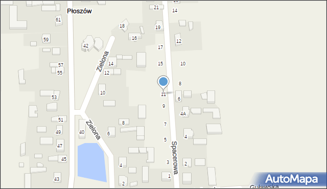 Płoszów, Spacerowa, 11, mapa Płoszów