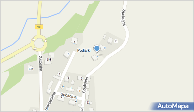 Podolsze, Spokojna, 7, mapa Podolsze