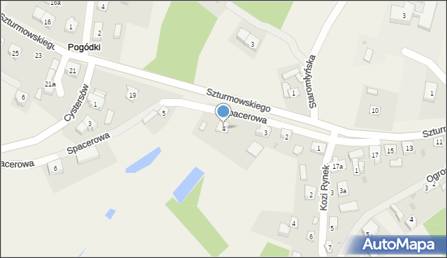 Pogódki, Spacerowa, 4, mapa Pogódki