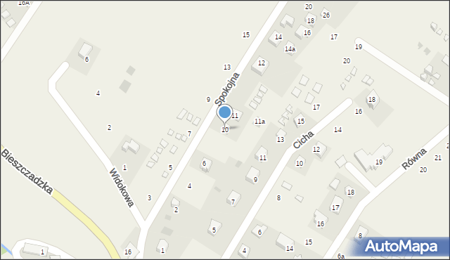 Polańczyk, Spokojna, 10, mapa Polańczyk