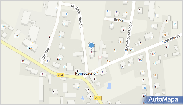 Pomieczyno, Spacerowa, 1, mapa Pomieczyno