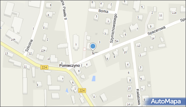 Pomieczyno, Spacerowa, 3a, mapa Pomieczyno