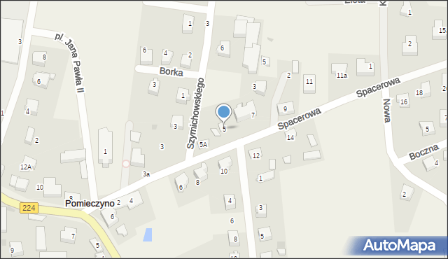 Pomieczyno, Spacerowa, 5, mapa Pomieczyno