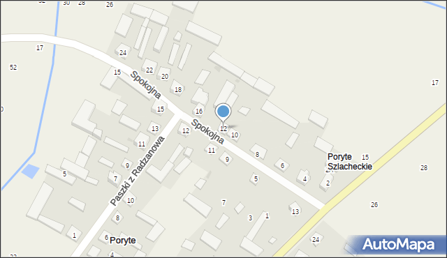 Poryte, Spokojna, 12, mapa Poryte