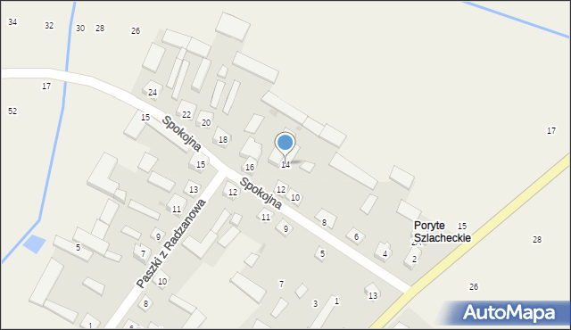 Poryte, Spokojna, 14, mapa Poryte