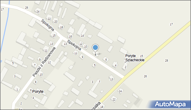 Poryte, Spokojna, 8, mapa Poryte