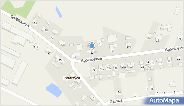 Potarzyca, Spółdzielcza, 22, mapa Potarzyca