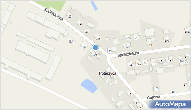 Potarzyca, Spółdzielcza, 25, mapa Potarzyca