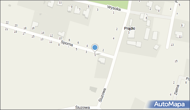 Prądki, Sporna, 1, mapa Prądki