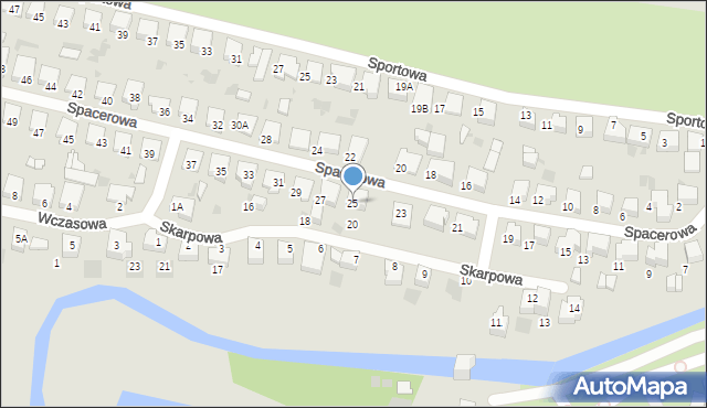 Pruszcz Gdański, Spacerowa, 25, mapa Pruszcz Gdański