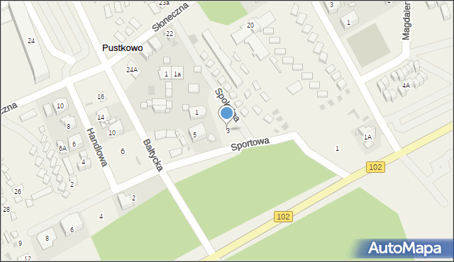 Pustkowo, Sportowa, 3, mapa Pustkowo