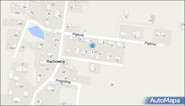 Rachowice, Spokojna, 7, mapa Rachowice