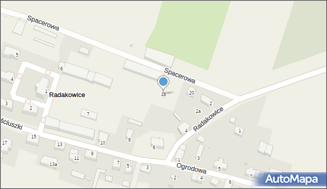 Radakowice, Spacerowa, 18, mapa Radakowice