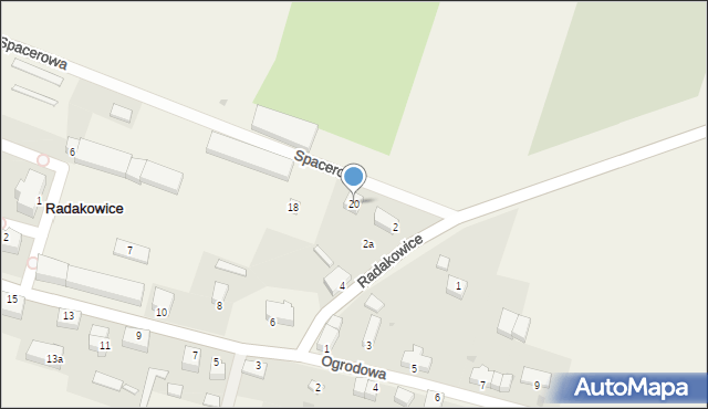 Radakowice, Spacerowa, 20, mapa Radakowice